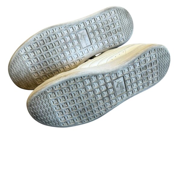 Puma Vikky Leather Sneaker White Gold Logo Lace-Up Tennis Shoes Size 8 Women's - Picture 11 of 13